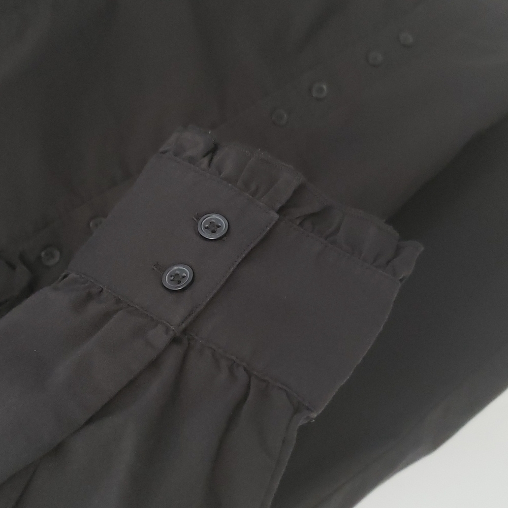 Encore Black Button Up Ruffle Top - Picture 5 of 5